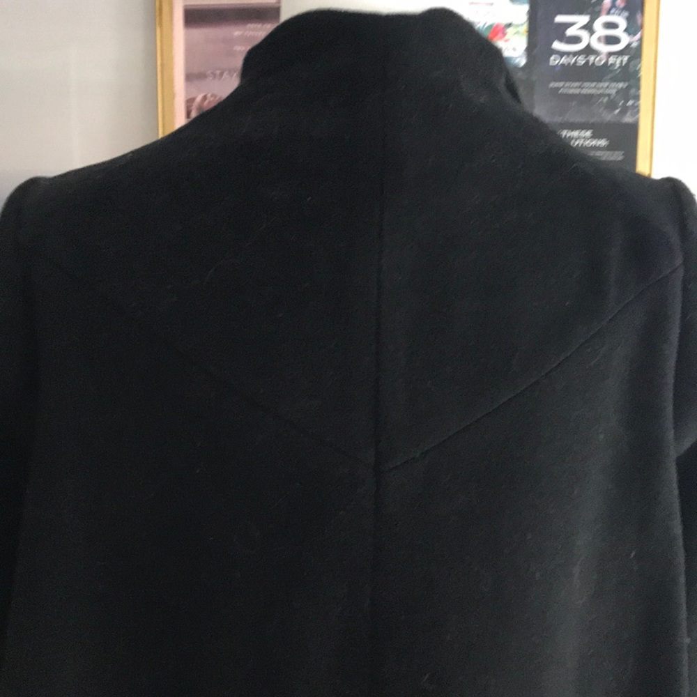 BCBG Black Moto Style Wool Blend Swing Coat/Jacket - Picture 5 of 7